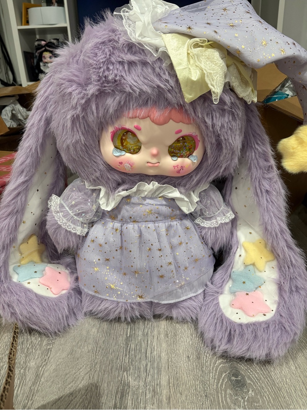 Plush Bunny Doll in Lavender with Star Dress - Cute Kids Toy